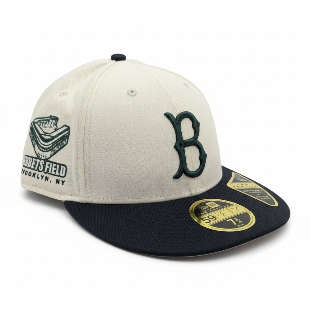 New Era 59FIFTY Low Profile Brooklyn Dodgers Ebbets Field Fitted Hat 7 3/4 Cream